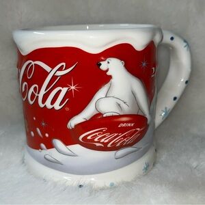 Coca-Cola Polar Bear Red & White Ceramic Mug Soda Theme